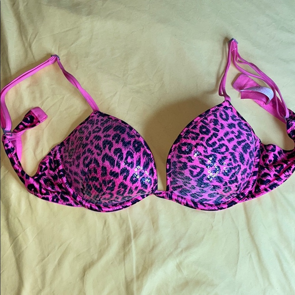 Sequin leopard bra